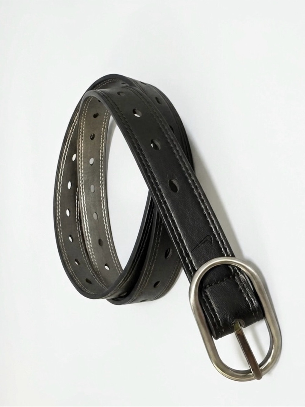 Nike Black Belt with Silver Oval Buckle